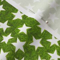 crayon stars - white on leaf green