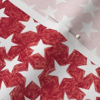 crayon stars - white on cranberry red