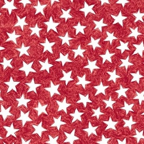 crayon stars - white on cranberry red