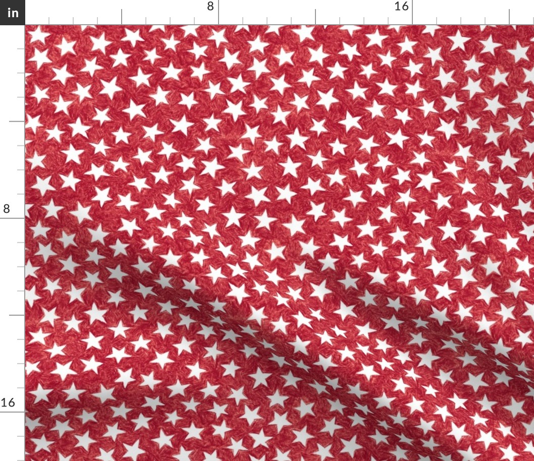 crayon stars - white on cranberry red