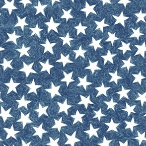 crayon stars - white on navy blue