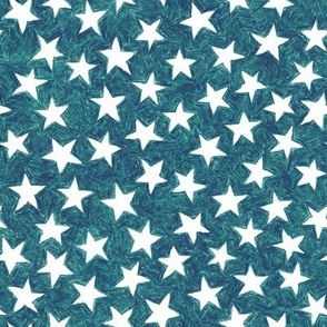 crayon stars - white on teal