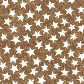 crayon stars - white on brown