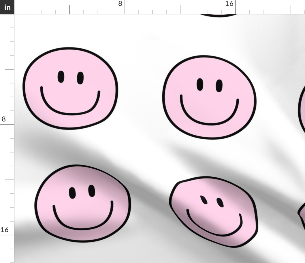 happy face smiley guy light pink 6 inch - 9 inch block pastel