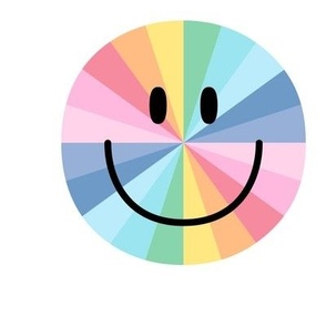 happy face smiley guy rainbow wheel 6 inch - 9 inch block no outline pastel