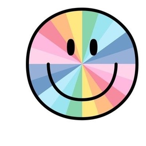 happy face smiley guy rainbow wheel 6 inch - 9 inch block