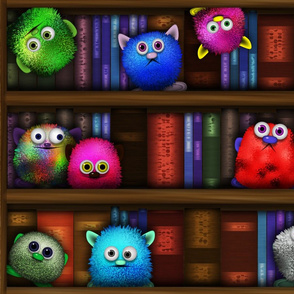 Cuddles on the bookshelf