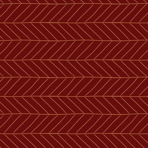Small Christmas Poinsettia Leaf Vein Chevrons with a Ox Blood Red Background