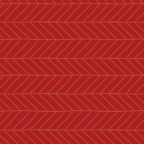 Small Christmas Poinsettia Leaf Vein Chevrons with a Upsdell Red Background