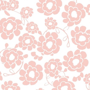 Sweet Vintage Floral - Pink On White - Large Scale.