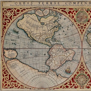 ORBUS TERRAE  - 1637 GERHARD MERCATOR MAP IN VINTAGE COLOR