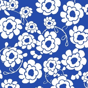 Sweet Vintage Floral - Blue And White - Large Scale.