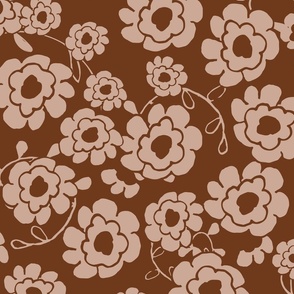 Sweet Vintage Floral - Mocha - Large Scale.