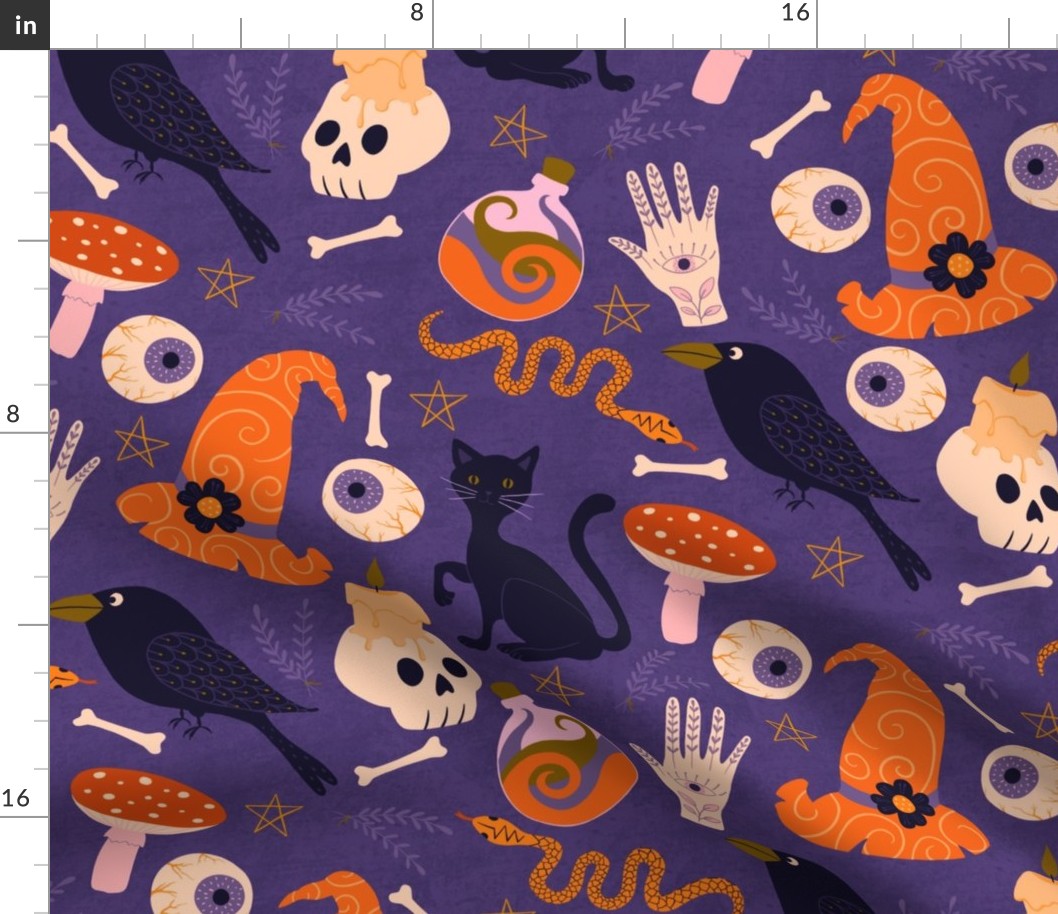 Halloween witch equipment 24inch Orange Purple