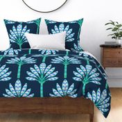 Art Deco Peacock Palm XXL wallpaper scale midnight by Pippa Shaw