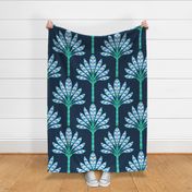 Art Deco Peacock Palm XXL wallpaper scale midnight by Pippa Shaw