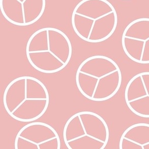 Peace Day || Daisy Age Collection || White Peace Signs on Rose Pink by Sarah Price 