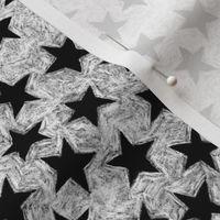 batik stars - black on grey/white