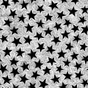 batik stars - black on grey/white