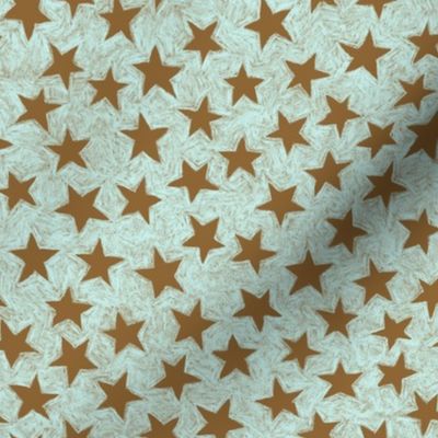 batik stars - brown on pale blue