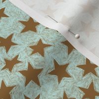 batik stars - brown on pale blue