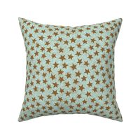 batik stars - brown on pale blue