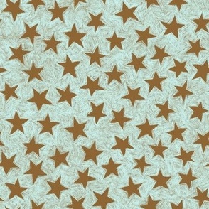 batik stars - brown on pale blue