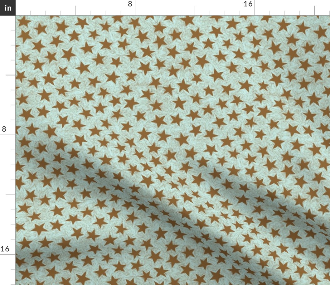 batik stars - brown on pale blue