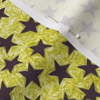 batik stars - dark mauve on white-gold