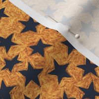 batik stars - navy on copper/gold