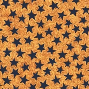 batik stars - navy on copper/gold