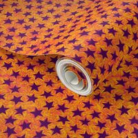 batik stars - karmic purple on orange/gold