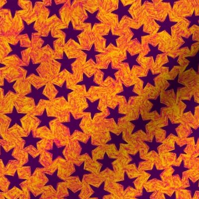batik stars - karmic purple on orange/gold