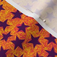 batik stars - karmic purple on orange/gold