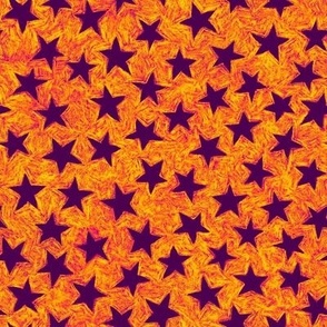 batik stars - karmic purple on orange/gold