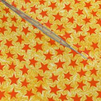 batik stars - orange on gold/white