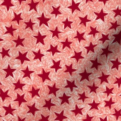 batik stars - cranberry red on white/light red