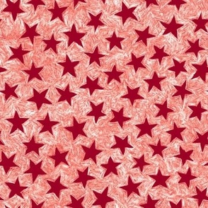 batik stars - cranberry red on white/light red