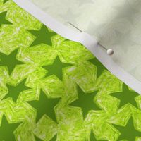 batik stars - green on white/lime