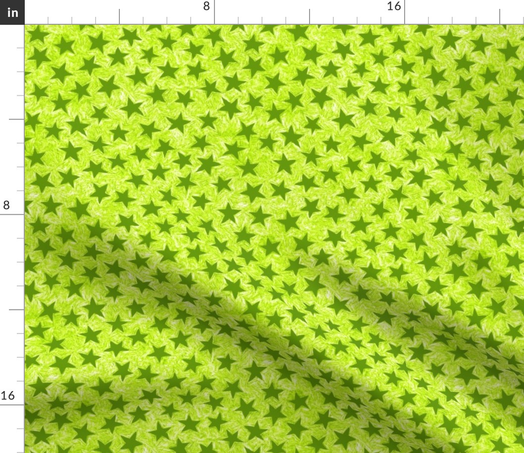 batik stars - green on white/lime