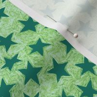 batik stars - teal on aqua/light green
