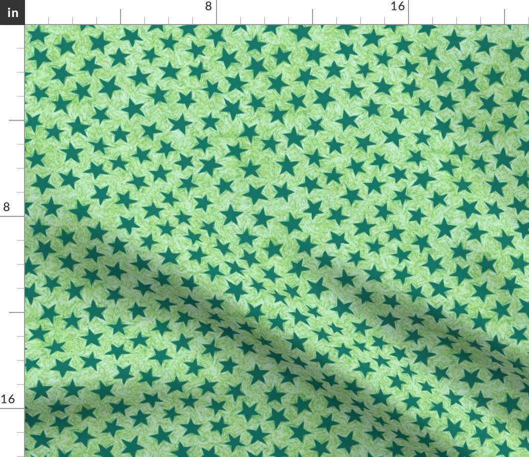 batik stars - teal on aqua/light green