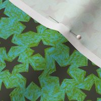 batik stars - khaki on light blue/green