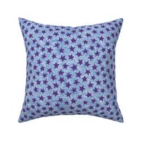 batik stars - purple on light blue/white