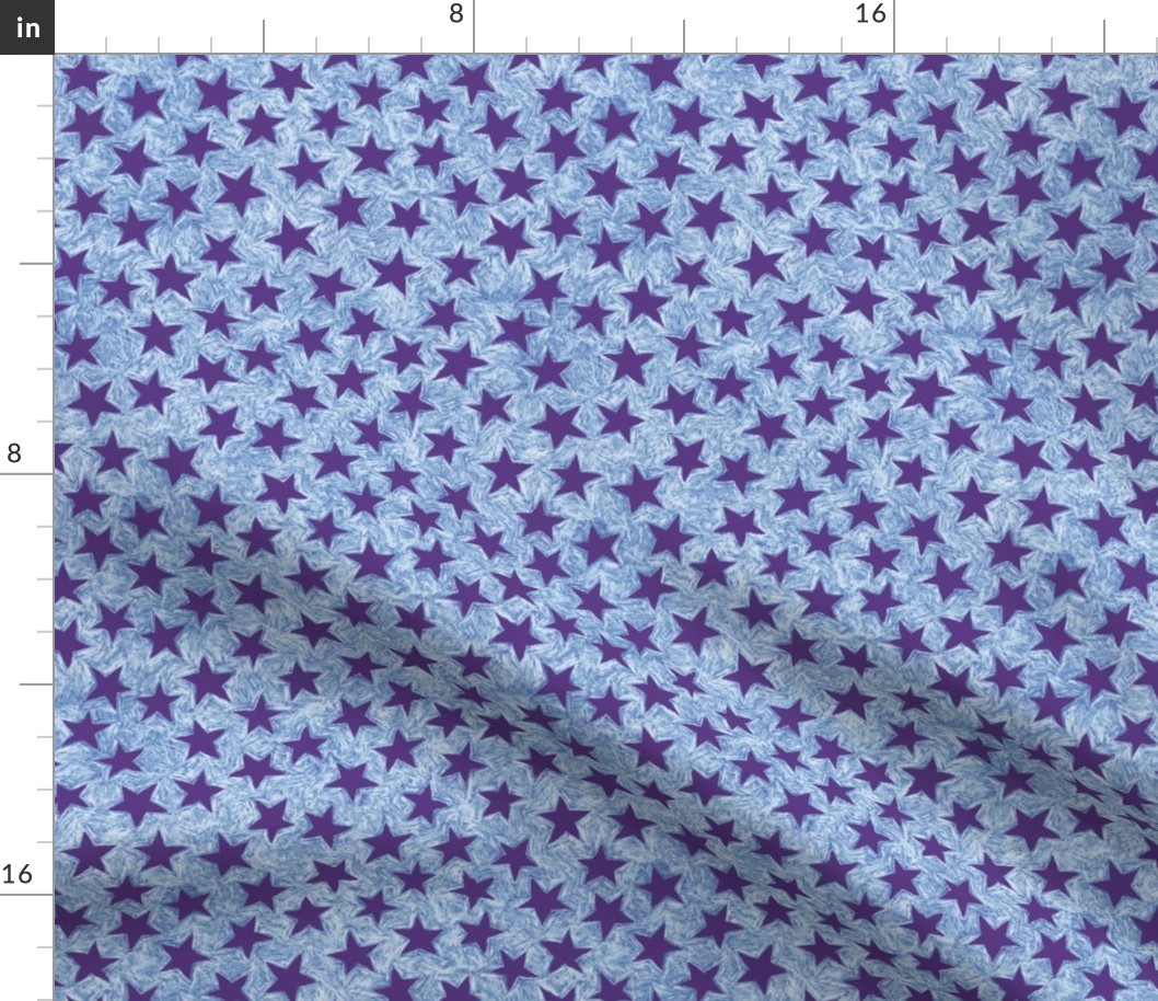 batik stars - purple on light blue/white