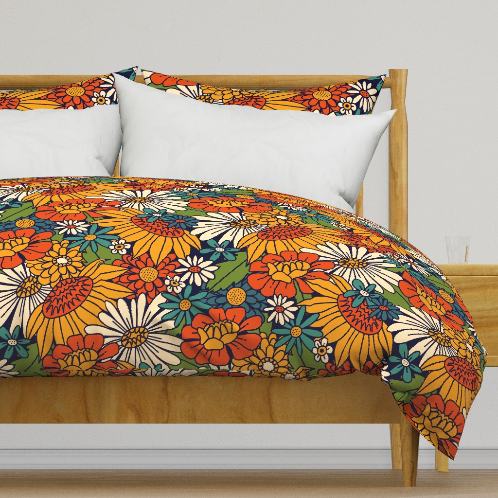 70's Retro Floral - Bold - Large