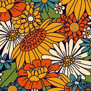 70's Retro Floral - Bold - Large