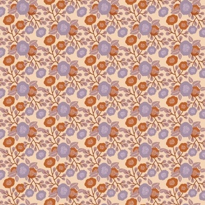[small] Caramel & Lavender Fall Flowers on Rose Beige