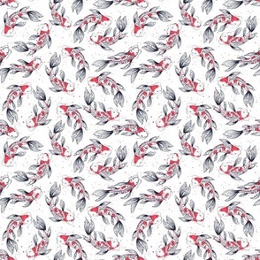 koi carps  navy blue and coral red  |  KOI collection