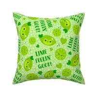 Large Scale Lime Feelin' Good Cute Kawaii Faces Green Citrus Slices and Hearts